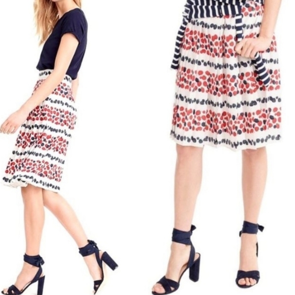 J Crew Ivory Berry Pleated Skirt sz 0 - Picture 2 of 7
